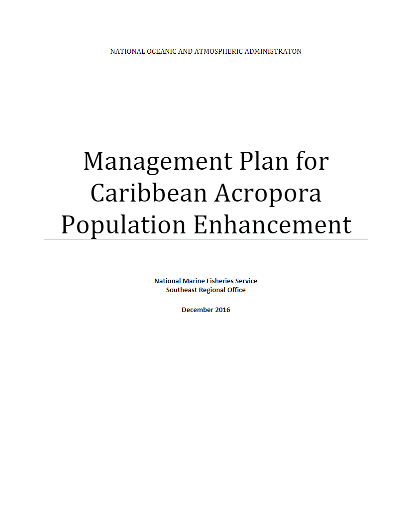 Management Plan for Caribbean Acropora Population
                                    Enhancement pdf cover